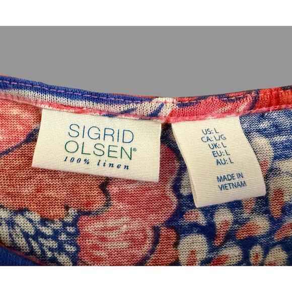 Sigrid Olsen 100% Linen Floral Sleeveless Top - Picture 2 of 4